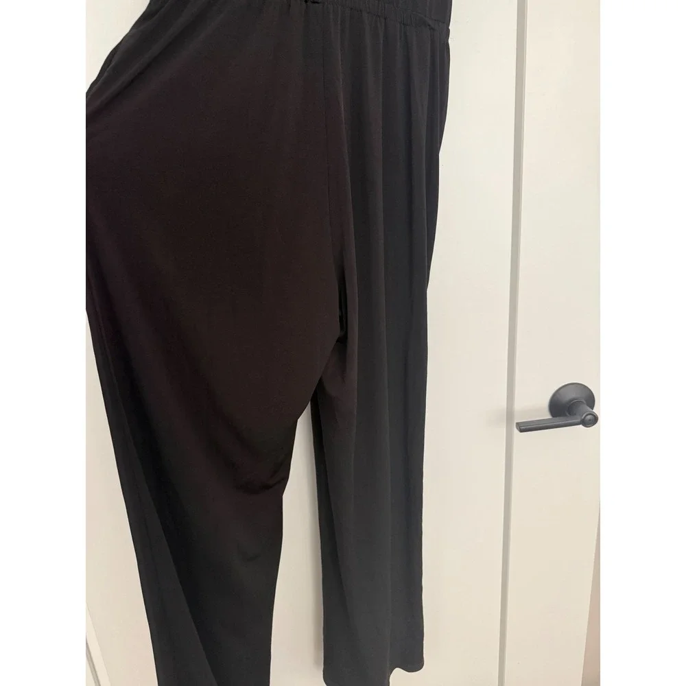 Magnolia Grace Black Embroidered V-Neck Wide Leg Jumpsuit Womens Medium